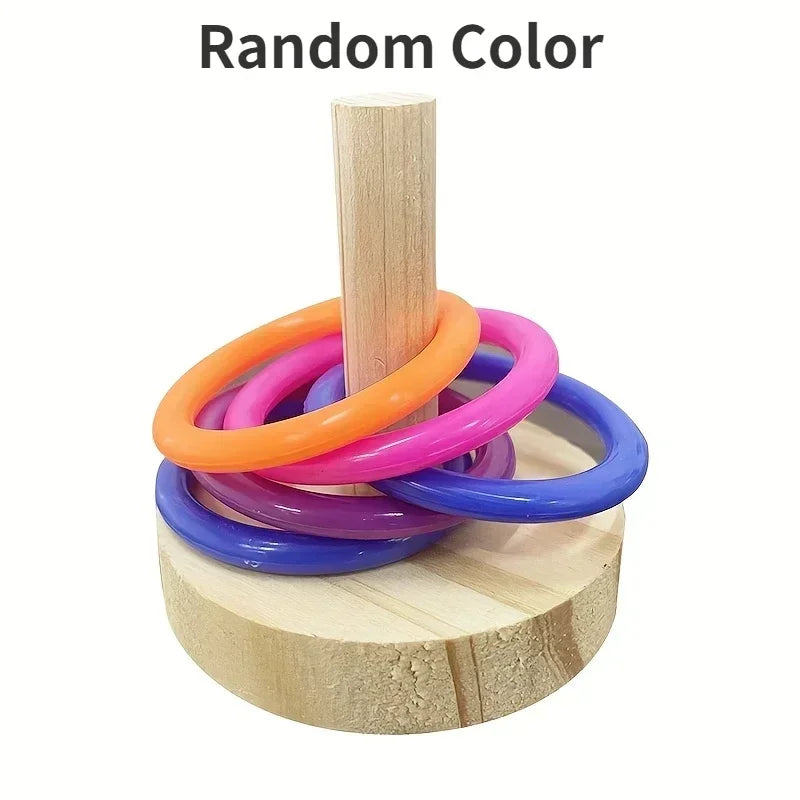 Juguete de anillo interactivo de loro de madera, ejercicio educativo estimulante, tiempo de juego divertido para loros, periquitos, juguetes para pájaros (color aleatorio)