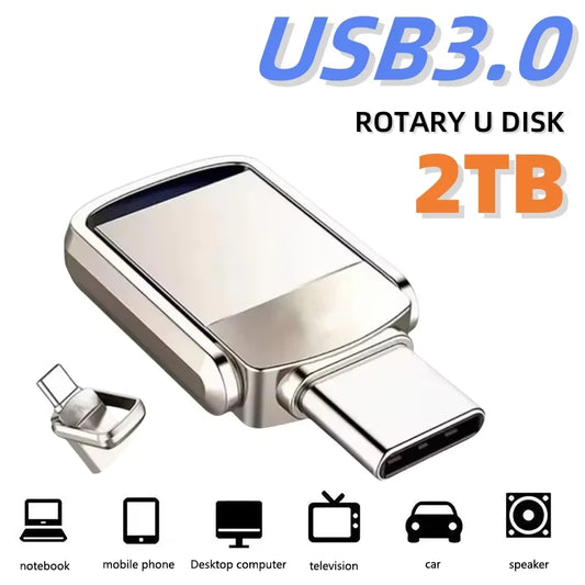2TB Metal Pendrive 2 IN 1 OTG 1TB 512GB USB Flash Drives 256GB 2TB USB 3.0 Pen Drive Memory Stick Type C For Cellphone PC 2026