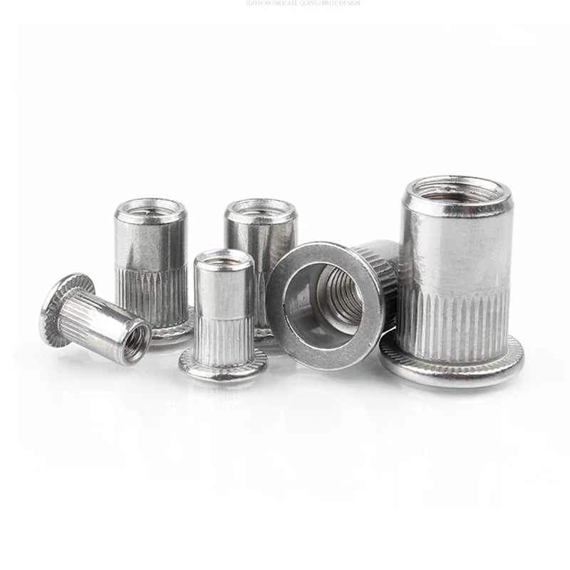 M3 M4 M5 M6 M8 M10 304 Stainless Steel Rivnut Flat Head Threaded Nut Vertical Stripe Rivets Insert Nutsert Cap Rivet Nuts