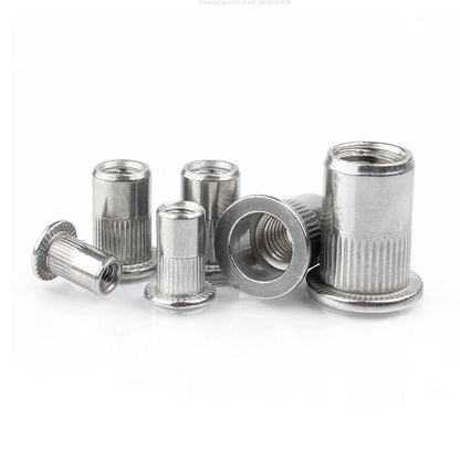 M3 M4 M5 M6 M8 M10 304 Stainless Steel Rivnut Flat Head Threaded Nut Vertical Stripe Rivets Insert Nutsert Cap Rivet Nuts