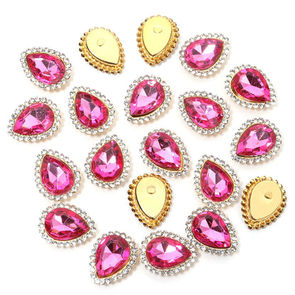 14x18mm, Sunflower Sewing Claw Rhinestones, Crystals Glass Beads, Buttons Stones, Sew On Rhinestone for Clothes, Sewing Accessories