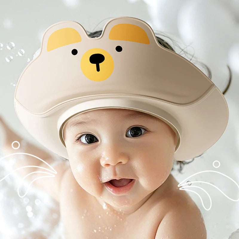 Adjustable Children's Shampoo Cap, Dinosaur Baby Shower Cap, Cartoon Bath Visor, Infant Hair Shield, Ear Protection, Waterproof
