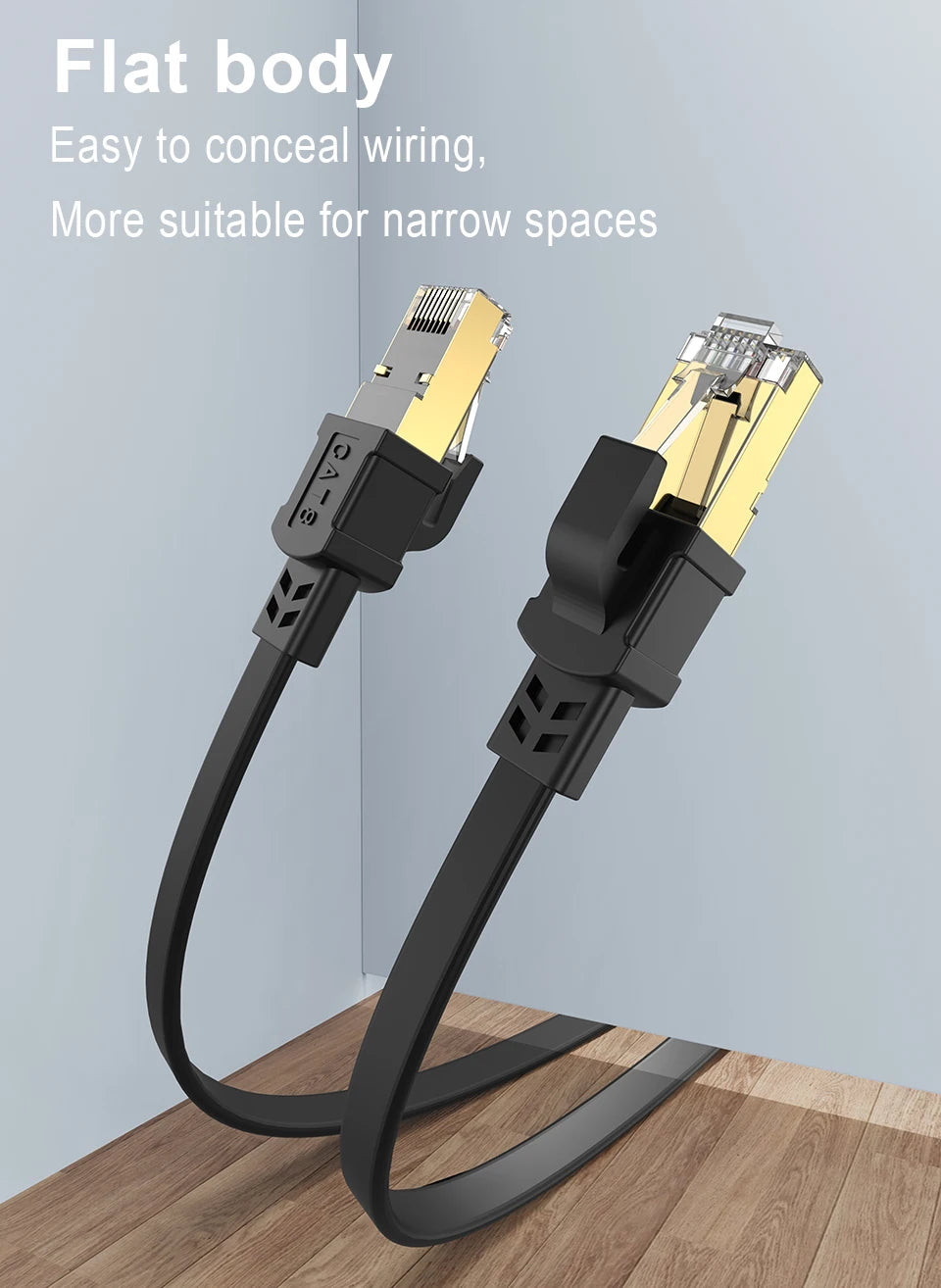 CAT 8 Ethernet Cable 40Gbps 2000MHz CAT8 RJ45 Network Lan Patch Cord Flat 10m 15m 20m 30m 50 ft 100feet for Modem Router PS 5/4