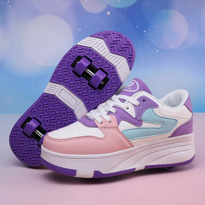 Roller Skate Shoe Walking Shoes With Four-wheel Student Sports Pulleys Walking Shoes With Wheels Summer Spring Kids Sneakers