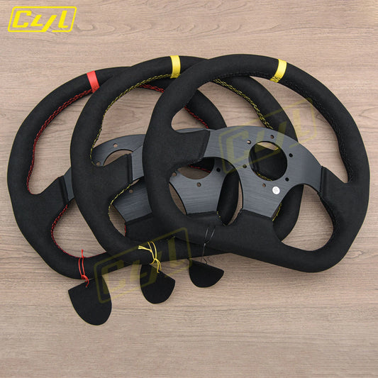 12.5-inch 320mm Universal D-Shaped Suede Leather Steering Wheel Sim Racing Sports Game Steering Wheel