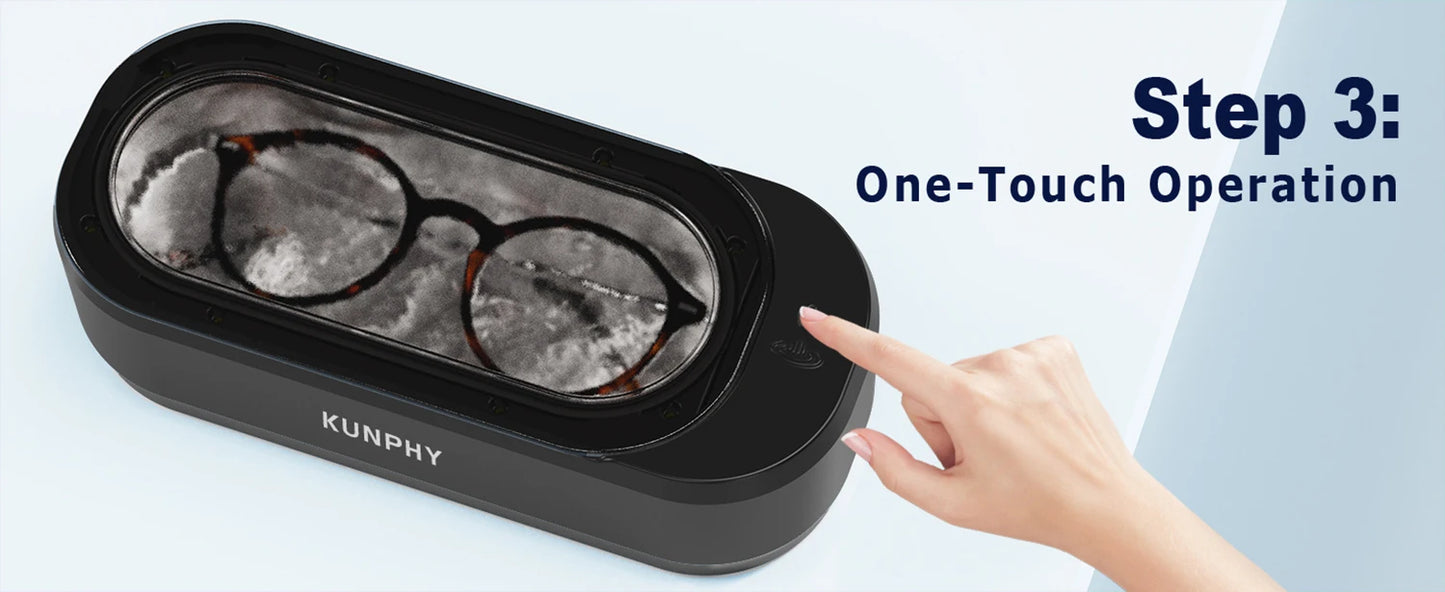 KUNPHY Ultrasonic Jewelry Cleaner 12oz 46KHz Professional Sonic Cleaner with One-Touch Operation for Rings, Glasses