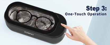 KUNPHY Ultrasonic Jewelry Cleaner 12oz 46KHz Professional Sonic Cleaner with One-Touch Operation for Rings, Glasses