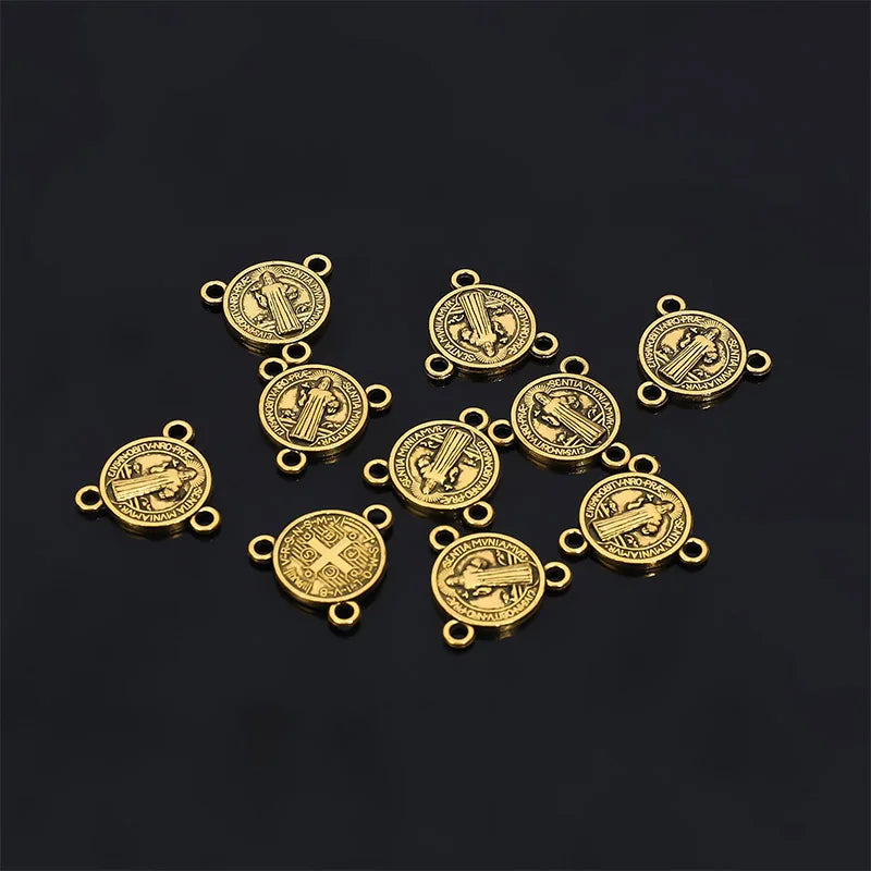 10 Pieces/Catholic Rosary Gold Plated Connector Necklace Bracelet Connector, Many Jesus Christ Statue Necklace Bracelet Triangle