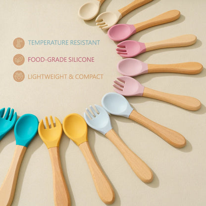Mamaplan 3PCS Baby Silicone Feeding Set Toddler Suction Bowl Feeding Training Spoon Fork Baby Dishes Plate Baby Accessories