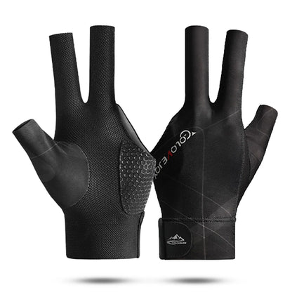 1pc Open Finger Billiard Gloves Breathable Polyester Snooker Pool Glove Adjustable Sticker Smooth Soft Lightweight Amateur Train