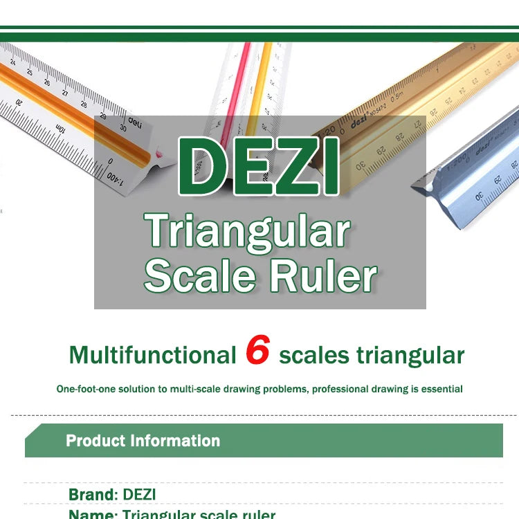 30cm Triangular Scale Ruler 1:20-1:500 Metal Plastic Straight Ruler Metric Architect Engineer Accurate Drafting Measure Tool