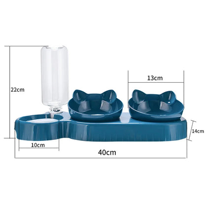 3 in 1 Cat Feeder, Automatic Water Dispenser, Double Bowl, Pet Bowl for Small Dogs Cats, Pet Food Container, Cat Accessories