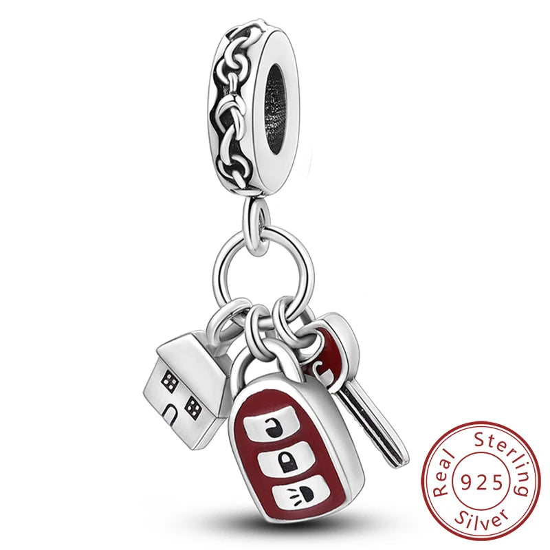 Dijes de plata de ley 925 originales, abalorios de cristal de vino, taza de café, dije colgante para pulseras de mujer, joyería DIY, regalo