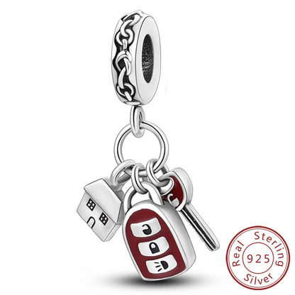 Dijes de plata de ley 925 originales, abalorios de cristal de vino, taza de café, dije colgante para pulseras de mujer, joyería DIY, regalo