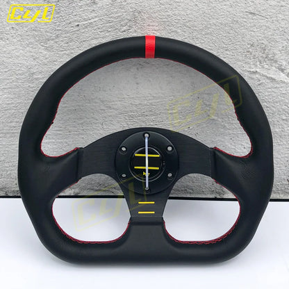 13-inch 320mm D-Shape Leather Steering Wheel JDM Universal Racing Sports Steering Wheel