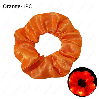 LED Luminous Scrunchies Hairband Women Glowing Elastic Hair Tie Hair Rope Girl Glow in the Dark Party Supplies Hair Accessory