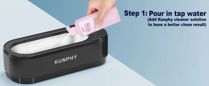 KUNPHY Ultrasonic Jewelry Cleaner 12oz 46KHz Professional Sonic Cleaner with One-Touch Operation for Rings, Glasses