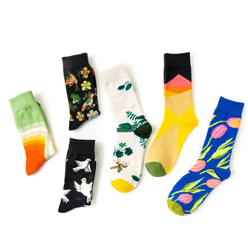 New cotton socks high-quality men's and women's British style casual Harajuku fashion novelty literary couple sexy socks