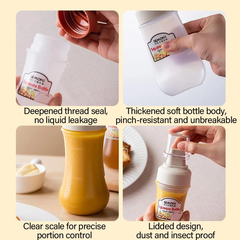 350ML Porous Squeeze Sauce Bottle Kitchen Bottles Ketchup Container for Salad Dressing BBQ Sauces Oil Ketchup Container TWZH01