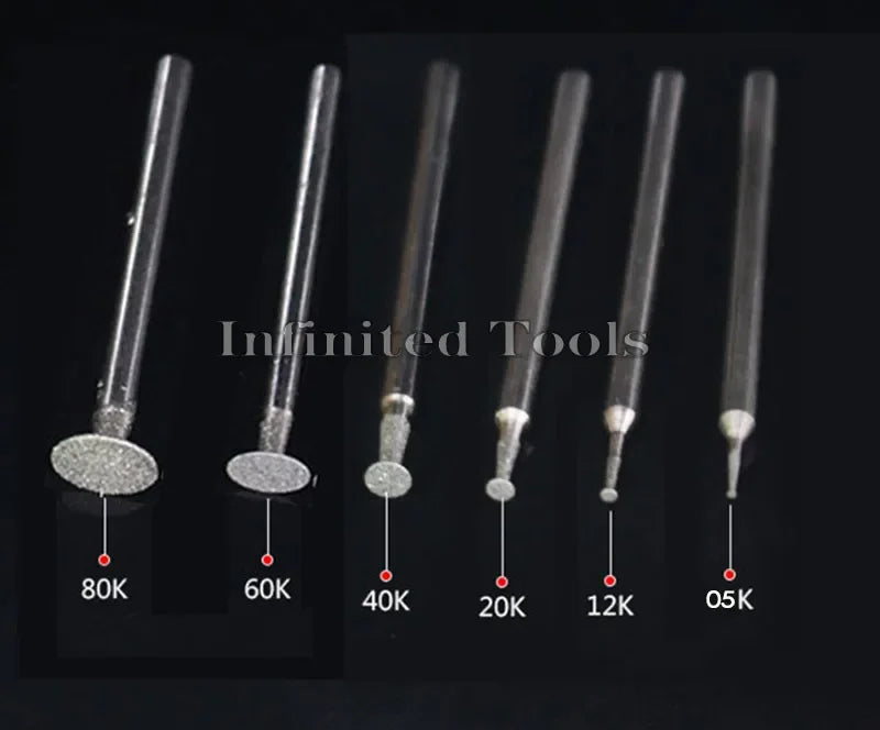6PCS 2.35mm Shank Grinding Bit Ultra-Thin T Head Diamond Mounted Point Stone Jade Carve Polish Engrave Tool 0.5mm-8mm