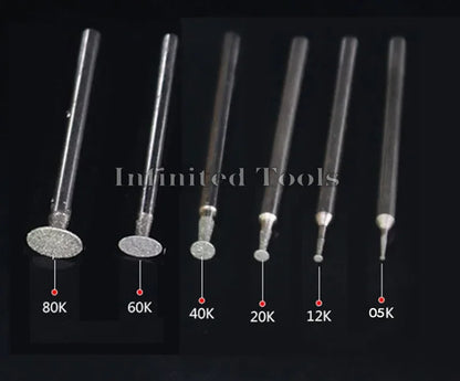 6PCS 2.35mm Shank Grinding Bit Ultra-Thin T Head Diamond Mounted Point Stone Jade Carve Polish Engrave Tool 0.5mm-8mm