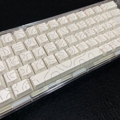 Contour Lines Translucent Keycaps Side Engraving Cherry Profile Black White Key Cap 60 70 80 90 100 Layout Mechanical Keyboard