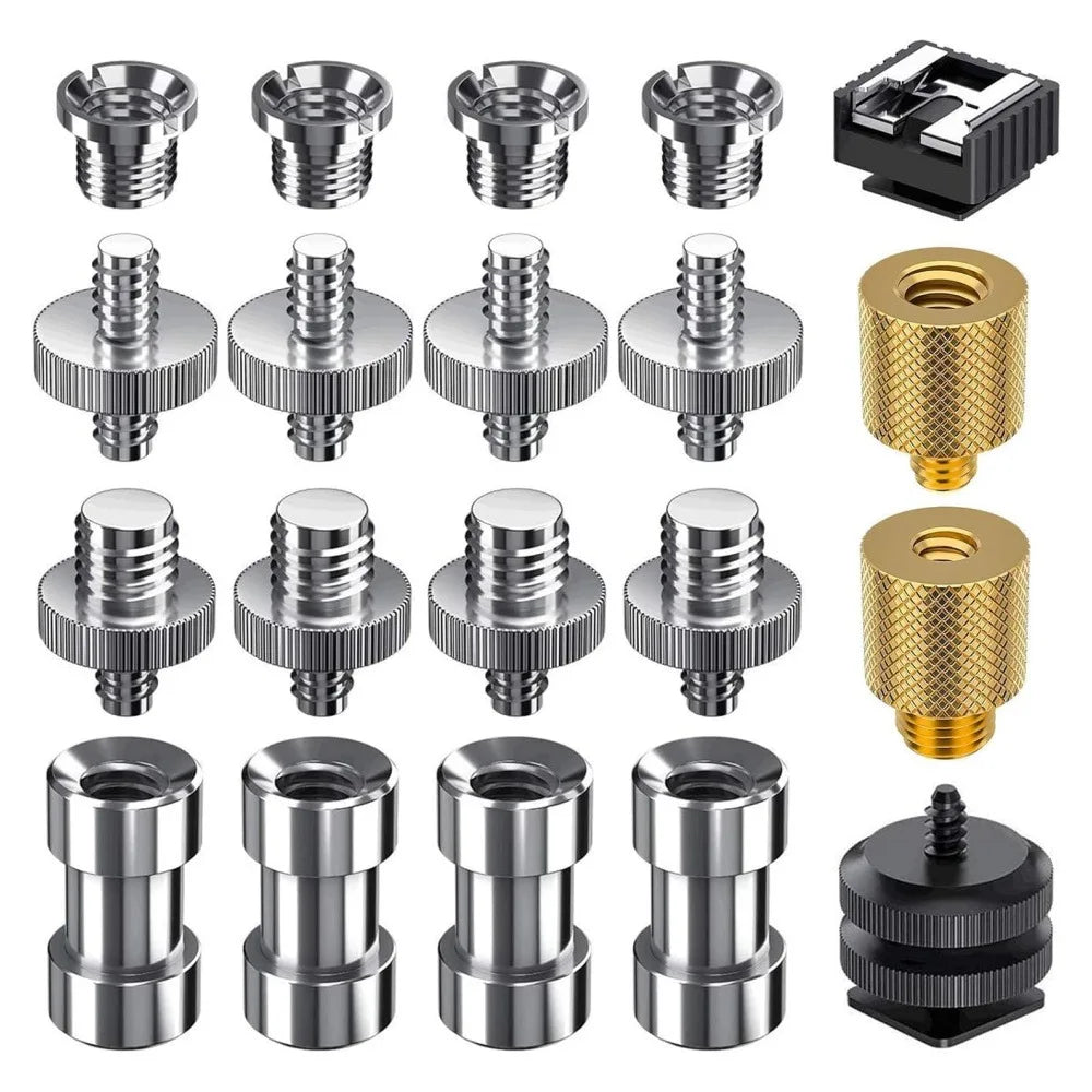 Camera Male to Female Conversion Screw 1/4" 3/8" Inch 20-Thread Fixed Mount Converter for DSLR Light Stand Tripod Ballhead