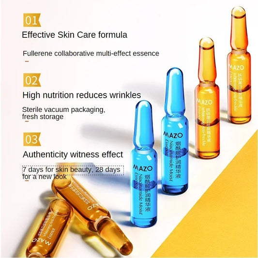60 Pieces Niacinamide Moisturizing Essence Anti-Wrinkle Pore Minimizer Skincare Acne Treatment Anti-Aging Oil-Control Face Serum