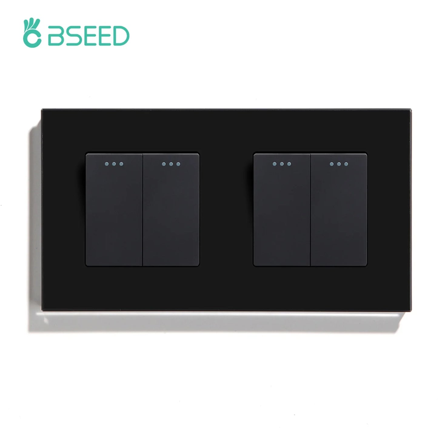 BSEED Mechanical Wall Light Push Switch 1/2Gang 1Way Automatic Rebound Switches Button With Glass Frame 250V