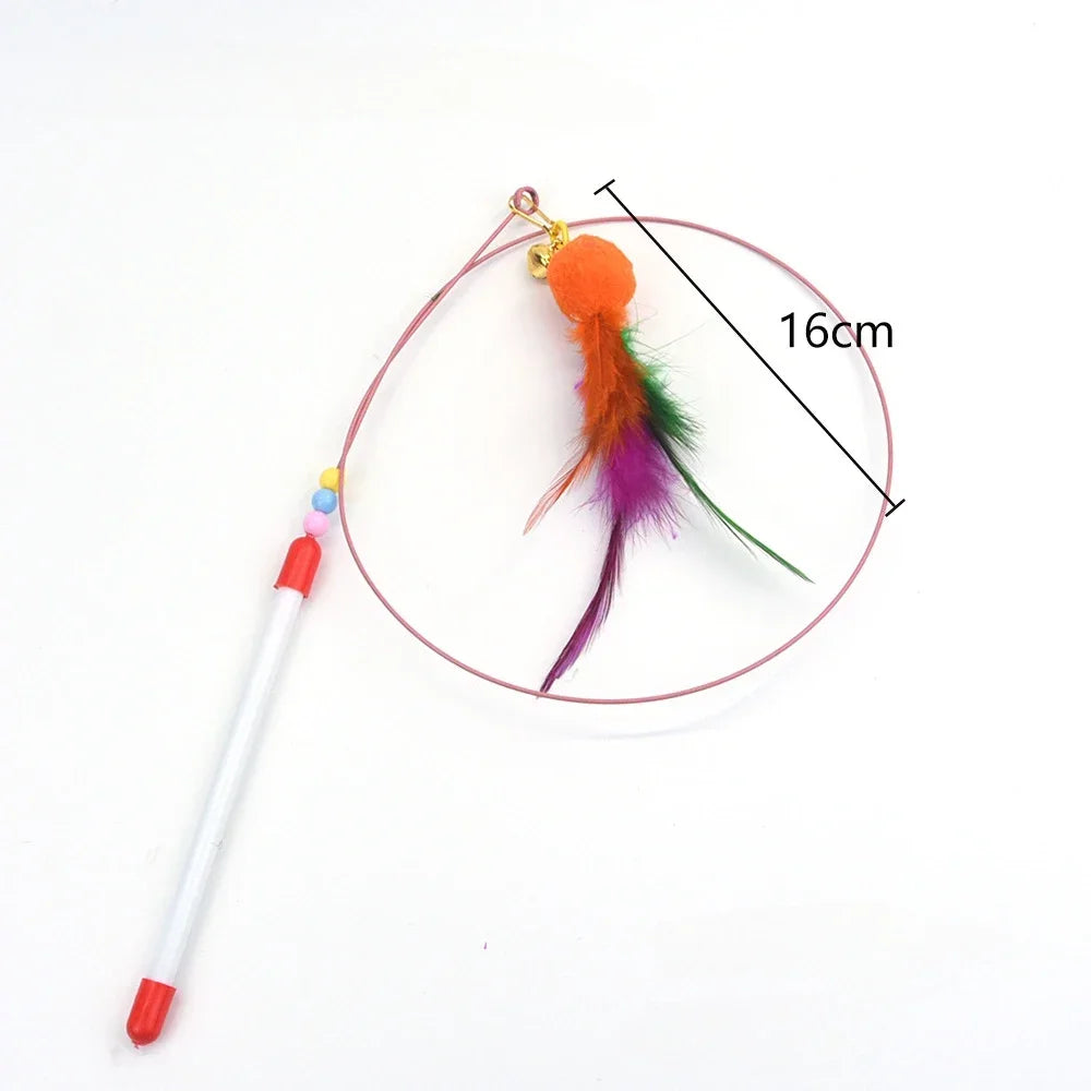 Interactive Cat Toy Hands-Free Cat Stick Playing Kitten Playing Teaser Wand Toy Suction Cup Bird/Feather Cat Wand Pet Supplies