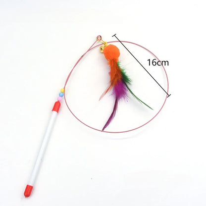 Interactive Cat Toy Hands-Free Cat Stick Playing Kitten Playing Teaser Wand Toy Suction Cup Bird/Feather Cat Wand Pet Supplies
