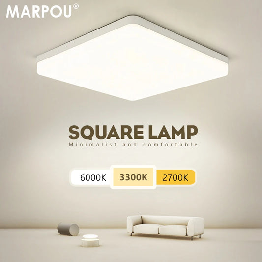 Square Led ceiling lamp, bedroom lighting, Neutral white, cold white, warm white, 48W 36W 24W 18W led ceiling light room, MARPOU