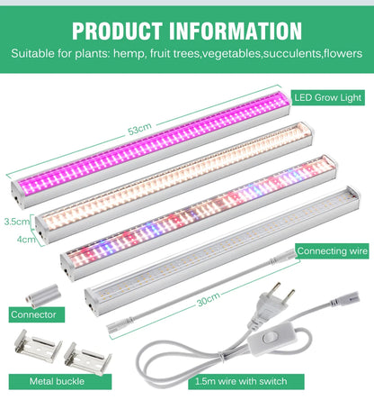 Full Spectrum LED Growth Tube 4000K/Purple/Sunlight Plant Lamp Greenhouse Hydroponic Flower Growth Lamp
