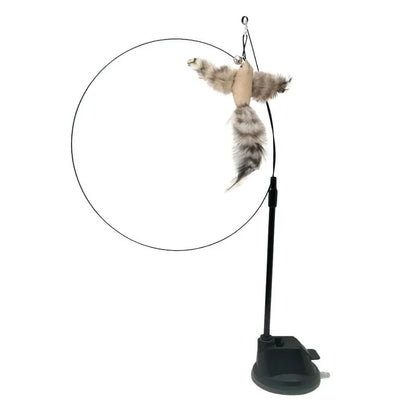 Interactive Cat Toy Hands-Free Cat Stick Playing Kitten Playing Teaser Wand Toy Suction Cup Bird/Feather Cat Wand Pet Supplies