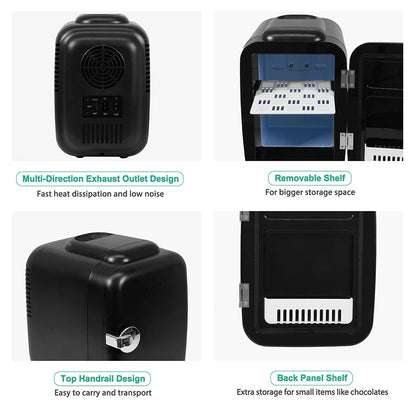 Crownful 4L Mini Fridge 110V 220V Beauty Makeup Skincare Refrigerator AC/DC Heated Cooling Beauty Refrigerator Car Mini Fridge