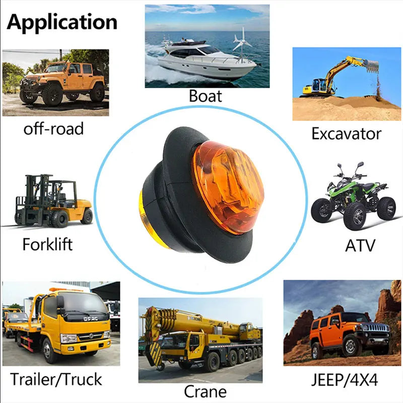 10PCS 24V LED Side Marker Indicator Lights Truck Warning Tail Light Trailer Lorry Car External Clearance Turn Signal Lamp