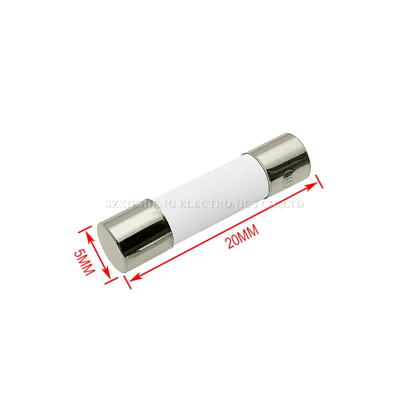 10PCS 5*20/6*30MM Slow-Blow Ceramic Tube Fuse T0.5A 1A 1.6A 2A 2.5A 3A 3.15A 4A 5A 6.3A 8A 10A 12A 15A 16A 20A Time-Delay Fuses