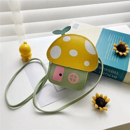 Bolso de hombro cruzado para niños con diseño de hongo, cartera para niños, estilo coreano, bolso de mano informal, de 1 a 8 unidades