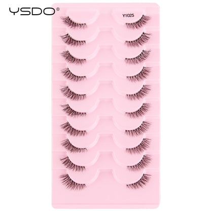 YSDO 5/10 Pairs Half Lashes Cat Eyelashes Soft Natural Clear Band False Lashes Natural Wispy Faux 3d Mink Eyelashes Makeup Tools