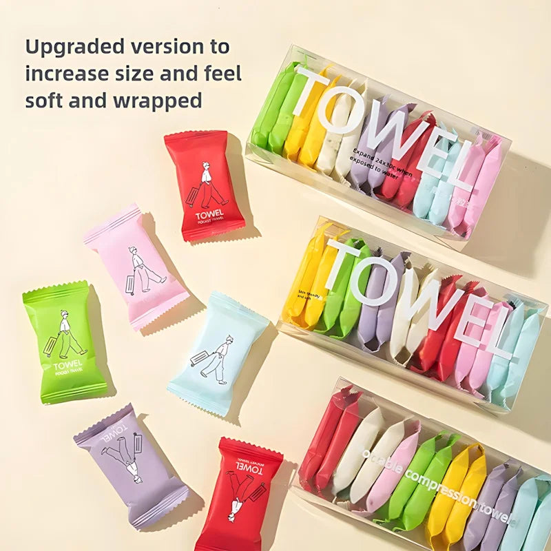 Thoughtful Valentines Gift for Him/Her -Individually Wrapped Compressed Towels, Soft Cotton Facial Towellets for Travel, Hygienic