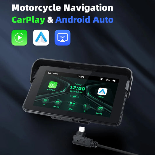 EKIY 5.0 inch Wireless CarPlay Moto Android Auto Portable Digital Motorcycle Dashboard GPS Motorcycle Navigation Display Screen