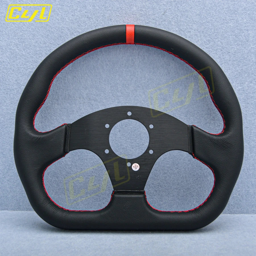 13-inch 320mm D-Shape Leather Steering Wheel JDM Universal Racing Sports Steering Wheel