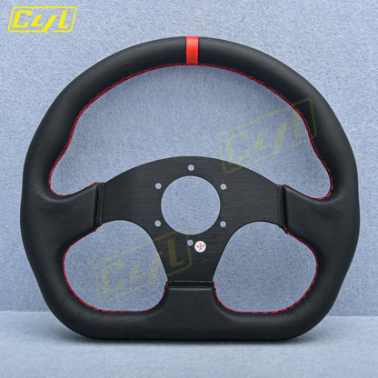 13-inch 320mm D-Shape Leather Steering Wheel JDM Universal Racing Sports Steering Wheel