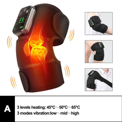 Electric Heated Vibration Knee Massage Pad, 3 in 1 Massager for Shoulder Elbow, Hot Compress Thermal Joint Brace Muscle Relaxation
