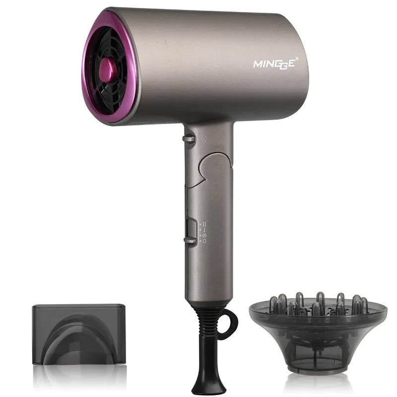 Popular Foldable Hair Dryer 1800W Blue Light Negative Ion Super Silent US/EU/UK Plug 110V/220V Home Barber Recommended