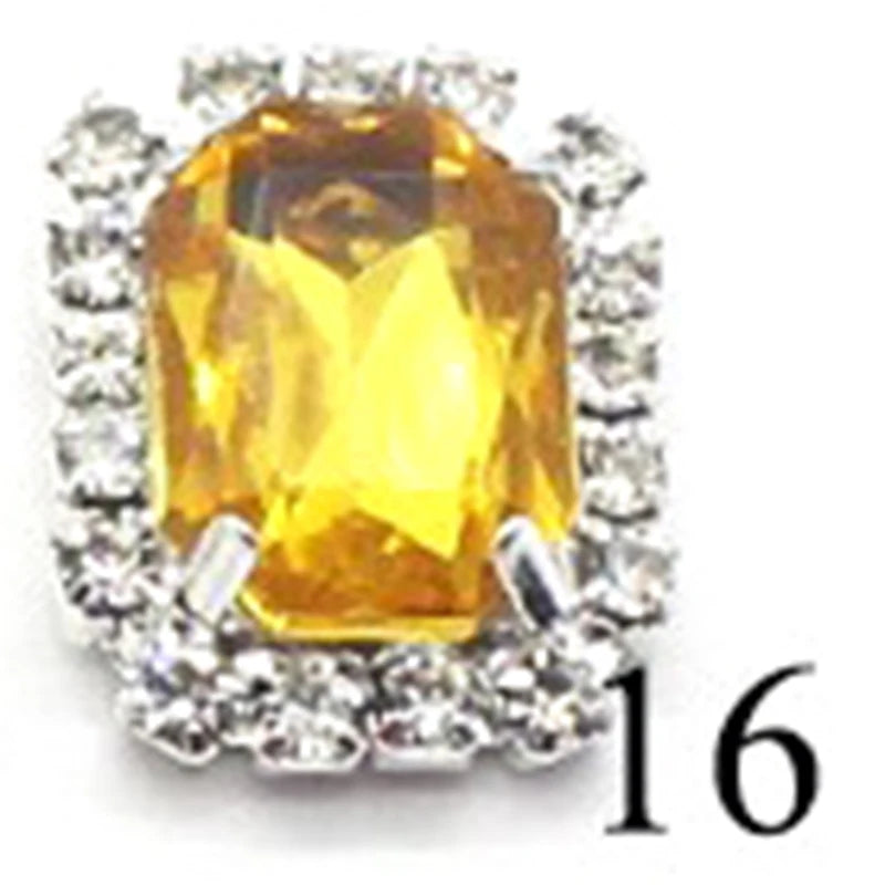 10Pcs, 15*20mm Metal Rectangle Rhinestone Sewing Accessories, DIY Clothing Hair Jewelry Decorative Accessories