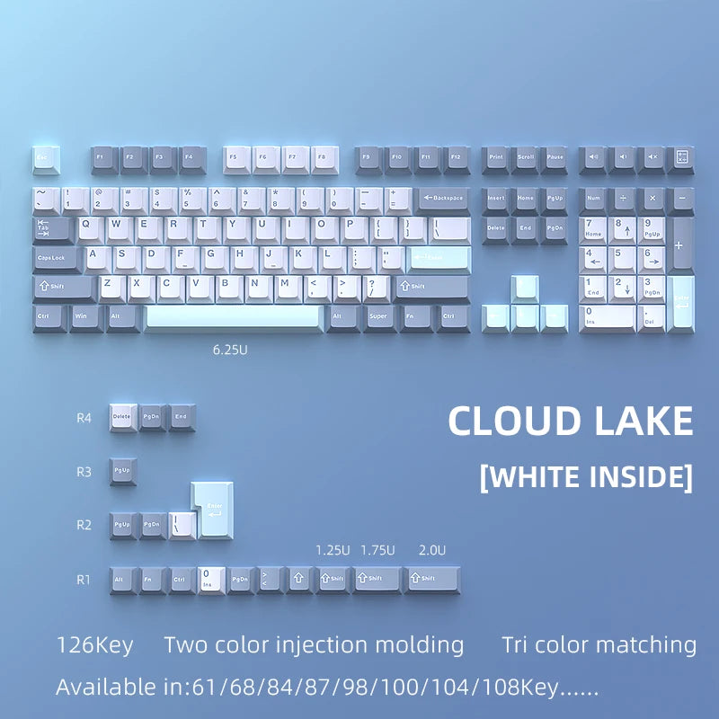 126 Keys Double Shot PBT Cherry Keycaps Mechanical Game Keyboard Wireless for MX Switch Keycap GMK67 GMK87 GMK61 Keyboard Keycap