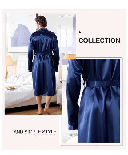 Plus Size 3XL, Men Long Bathrobe Sleepwear, Black Bridegroom Wedding Robe, Spring Summer Sleepwear, Nightwear, Loose Satin Home Wear