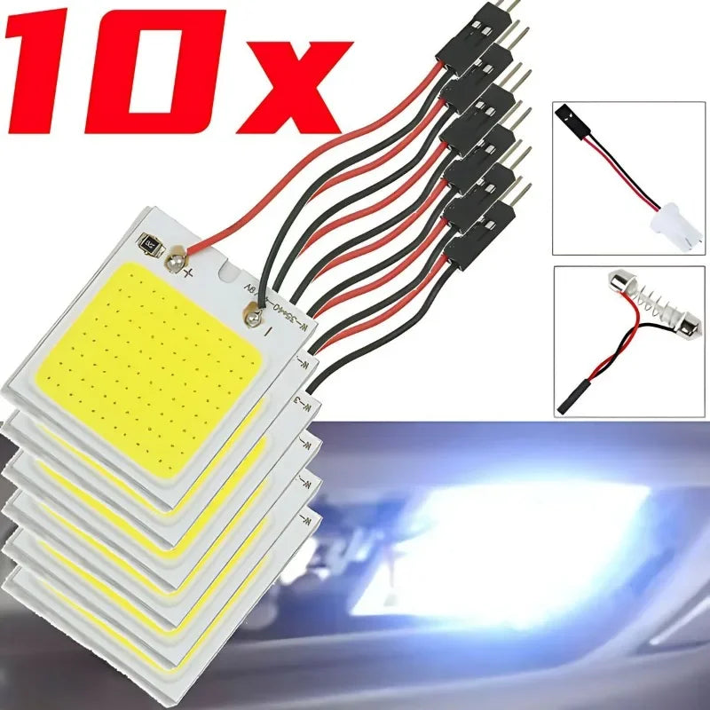 10/1 PCS 48 SMD T10 4W 12V COB Car Interior Panel LED Lights White Lamp Bulb Car Dome Reading Trunk Lamps