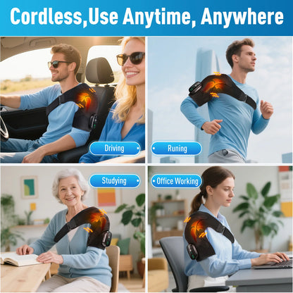 3-in-1 Heated Vibration Massager for Knee, Shoulder, and Elbow - 3 Heat Levels, 3 Vibration Modes, Non-Slip Wrap Design